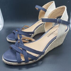 Lucky Brand Kalley Espadrille Wedge Sandal 8.5 Navy Blue